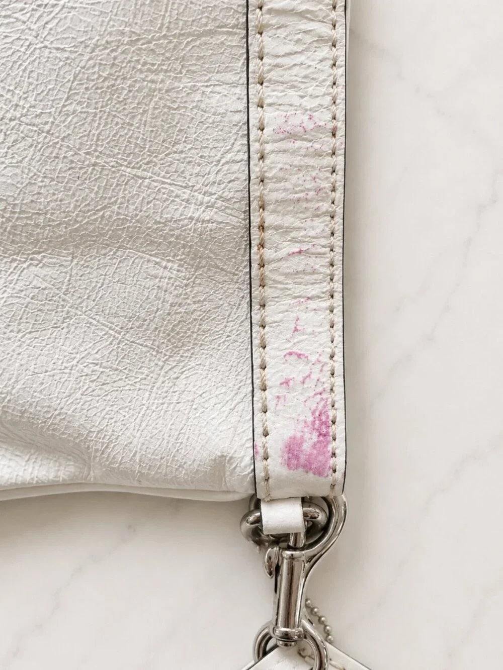 Coach White Leather Wristlet Clutch Purse Silver Hardware